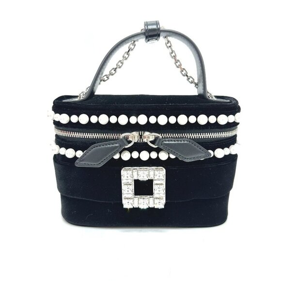 Roger Vivier Handbags - ROGER VIVIER RBWANMH70000LU Crystal Faux Pearl Vanity Micro 2WAY Hand Bag